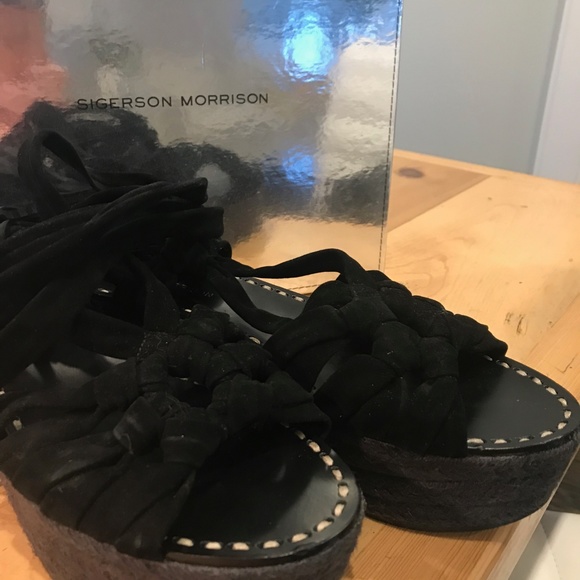 Sigerson Morrison SMCOSIE Blk Platform Sandal 10 - Picture 4 of 6